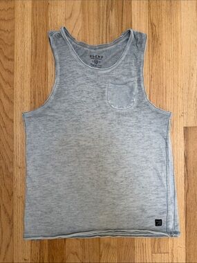Men's Heather Gray/Green Tank Top with Chest Pocket